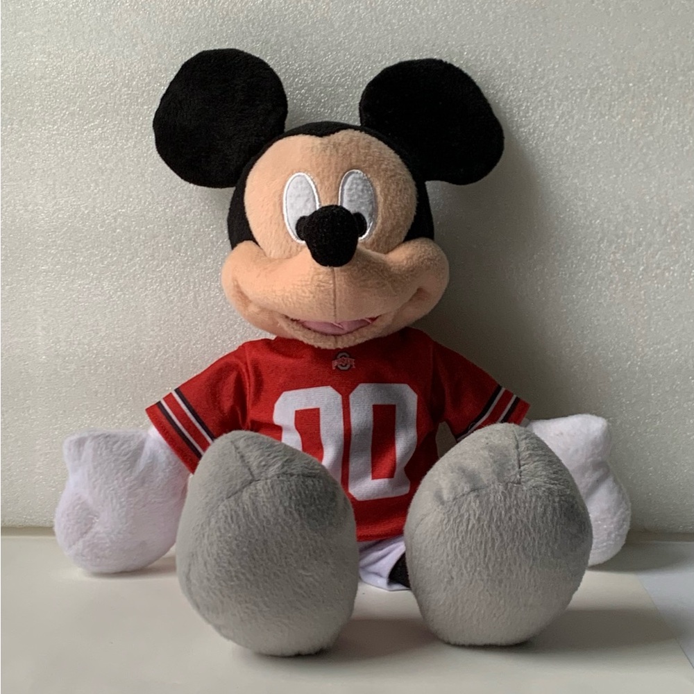 Disney Mickey Mouse Plush with Red/Gray Jersey 17” Officially Licensed Product